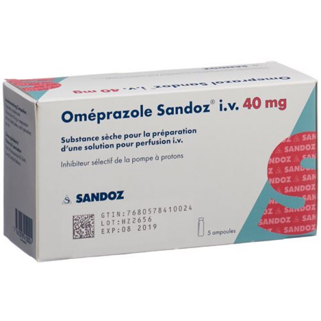 Omeprazol Sandoz 40 mg 5 Durchstechflaschen