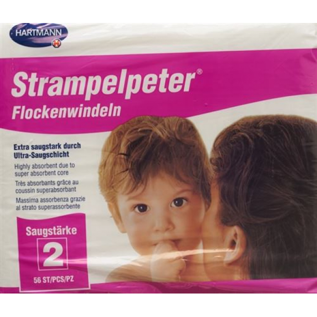 Strampelpeter Flockenwindeln Saugstarke 2 56 штук