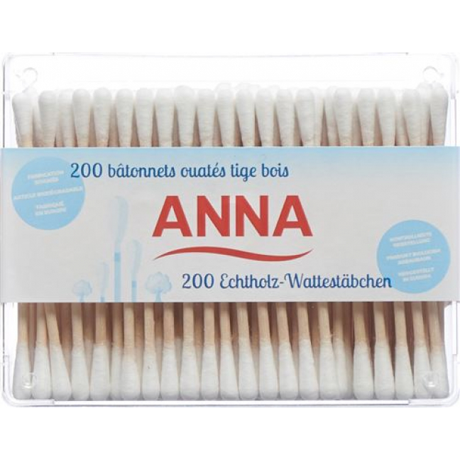 Anna Wattestabchen Holz 200 штук