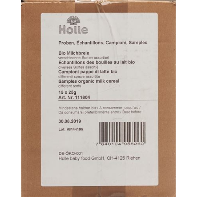 Holle Bio Milchbreie Proben Ass. 15x 25г