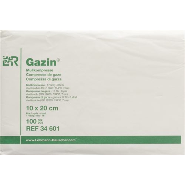 Gazin Mullkompresse 10x20см 8-fach 17-fadig 100 штук