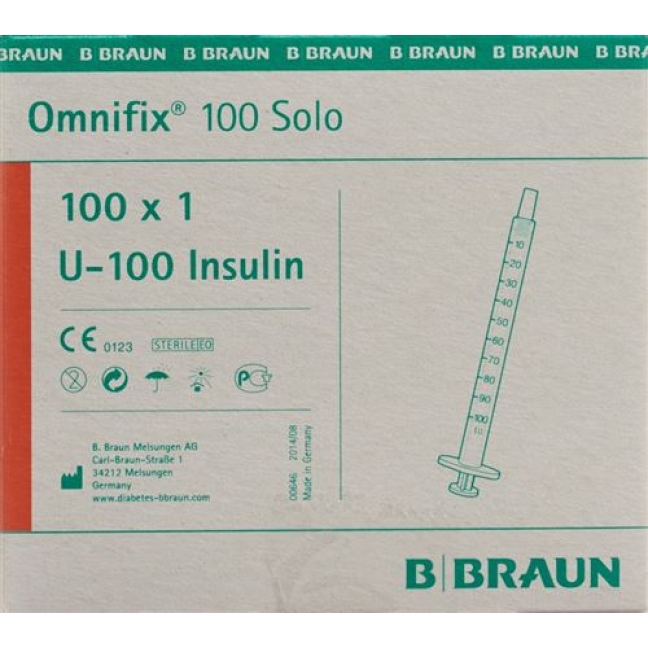 Braun Omnifix 100 Insulin 1мл Solo L 100 штук