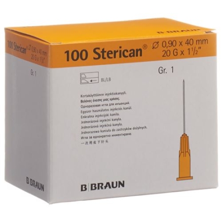 Sterican Nadel 20г 0.90x40мм Gelb Luer 100 штук