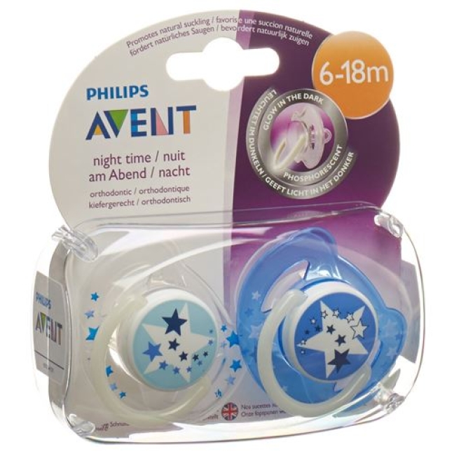 Avent Philips Beruhig Nuggi Si 6-18 Mt Nacht 2 штуки