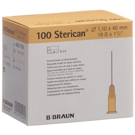 Sterican Nadel 19г 1.10x40мм Elfenb Luer 100 штук