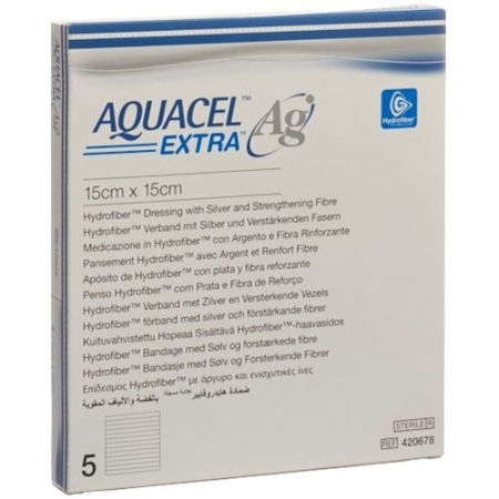 Aquacel Ag Extra Hydrofiber Verband 15x15см 5 штук