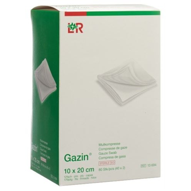 Flawa Gazin Set Mullkompressen 20x10см 12-fach 40x 2 штуки