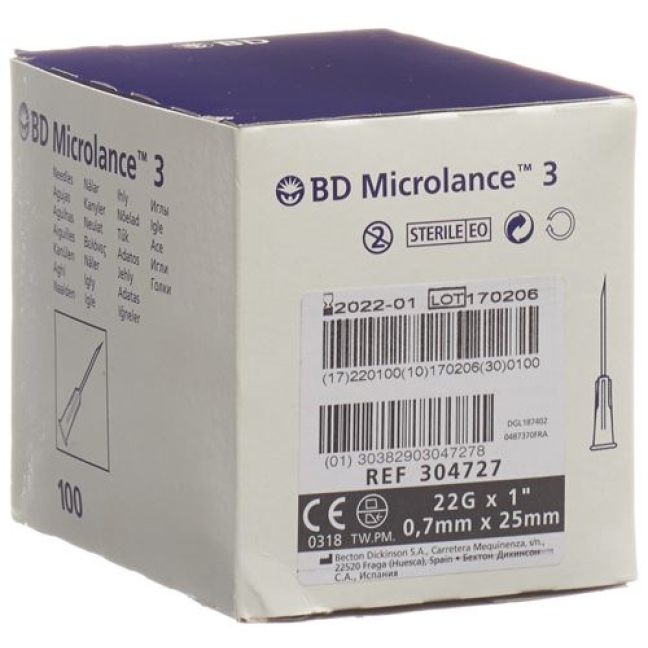 BD MICROL 3 INJ KAN 0.70X25MM