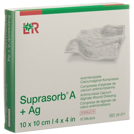 Suprasorb A + Ag Calciumalginat компресс 10x10см стерильный 10 штук