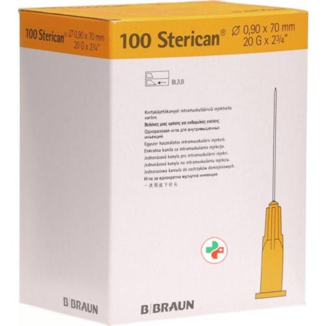 Sterican Nadel 20г 0.90x70мм Gelb Luer 100 штук