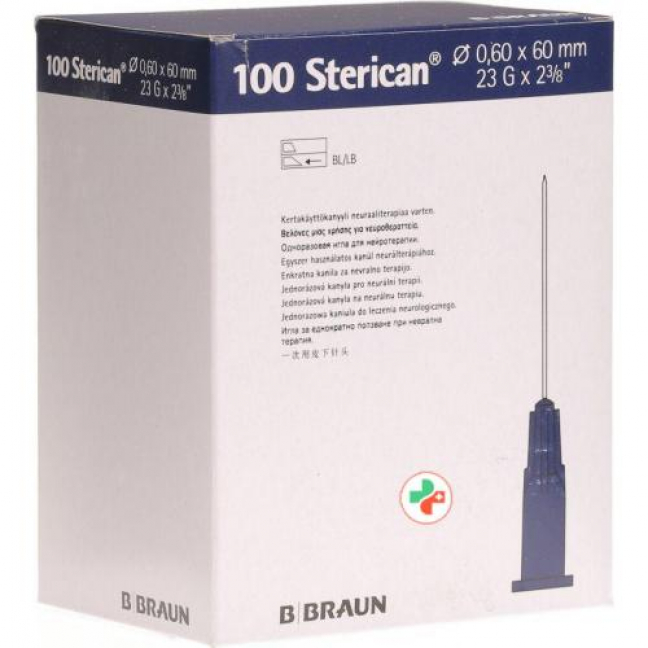 Sterican Nadel 23г 0.60x60мм Blau Luer 100 штук