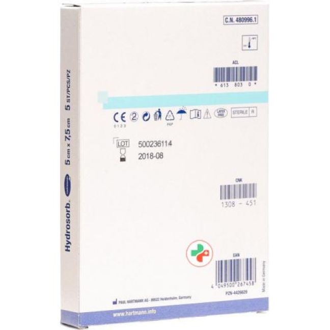 Hydrosorb Hydrogel Verband 5x7.5см стерильный 5 штук