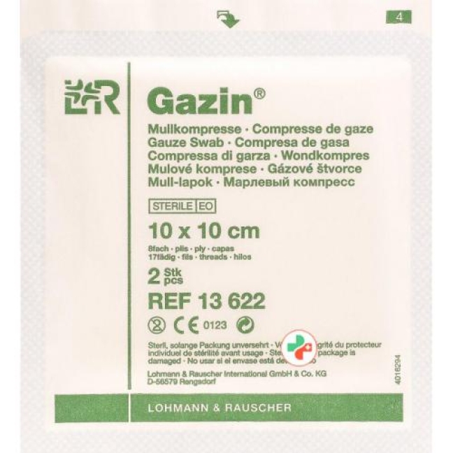 Gazin Mullkompresse 10x10см 8-fach стерильный 50x 2 штуки