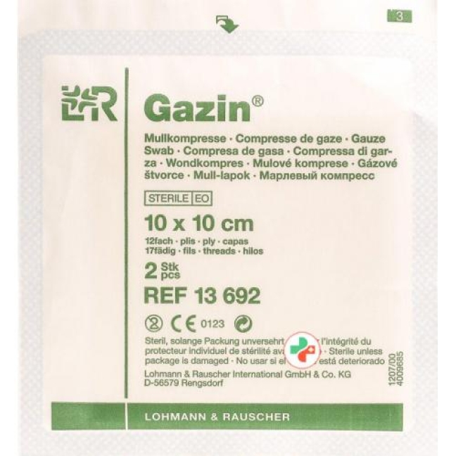 Gazin Mullkompresse 10x10см 12-fach стерильный 40x 2 штуки