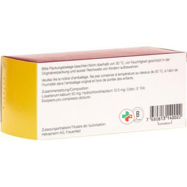 Losartan HCT Helvepharm 50/12.5 mg 98 filmtablets