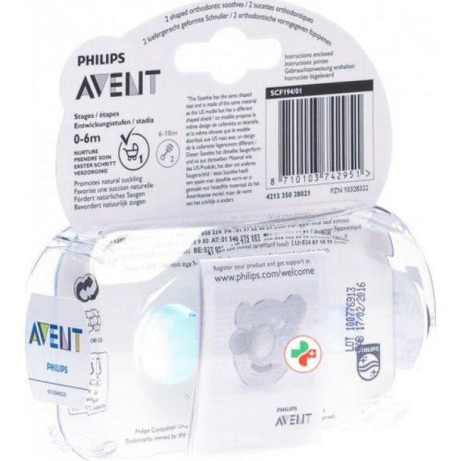 Avent Philips Soothie Blau/grun 0-3m 2 штуки