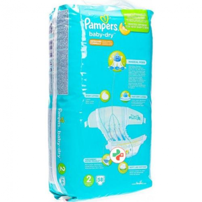 Pampers Baby Dry размер 2 3-6кг Mini Sparpack 58 штук