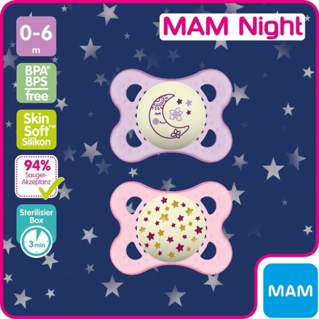 MAM Night Nuggi Silikon 0-6m Girl