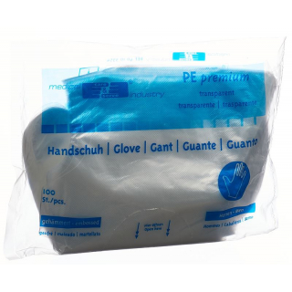 Перчатки Gribi пластиковые ПЭ 295мм мужские прозрачные в рубчик нестерильные 100 шт