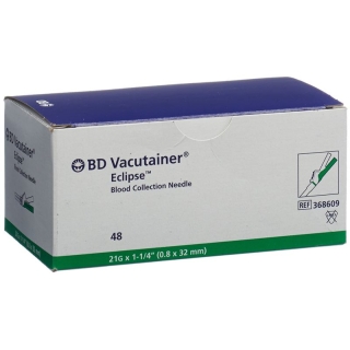 Канюля Vacutainer Eclipse 21г 0,8х32мм зеленая 48 шт.