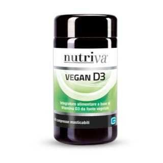 Жевательные таблетки Nutriva Vegan D3, стеклянный флакон, 60 шт.