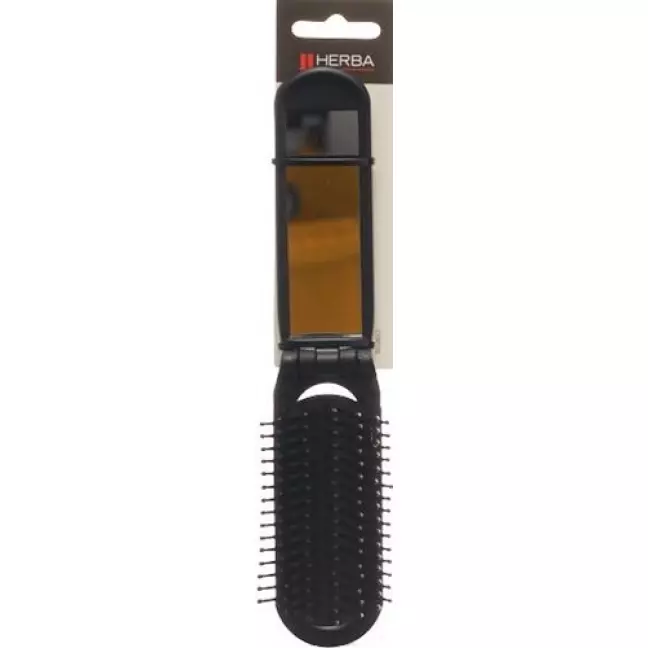 Herba Klappburste mit Spiegel Schwarz Herba Klappburste mit Spiegel Schwarz