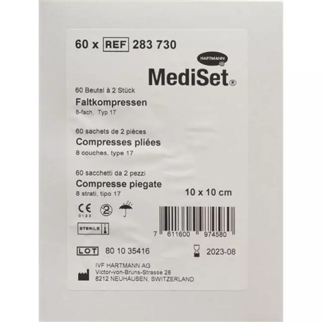 MediSet Faltkompressen Typ 17 8-fach 10x10см 60x 2 штуки MediSet Faltkompressen Typ 17 8-fach 10x10см 60x 2 штуки