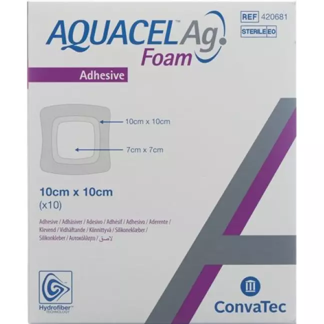 Aquacel Ag Foam 10x10см Adhesive 10 штук Aquacel Ag Foam 10x10см Adhesive 10 штук
