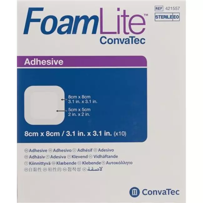 Foam Lite Convatec Silikon-Schaum 8x8см 10 штук Foam Lite Convatec Silikon-Schaum 8x8см 10 штук