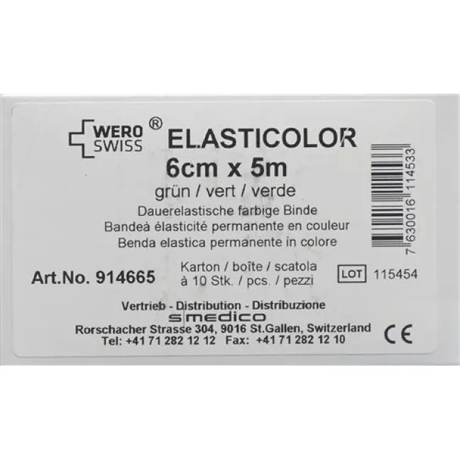 Wero Elasticolor эластичный бинт 5мX6см Grun 10 штук Wero Elasticolor эластичный бинт 5мX6см Grun 10 штук