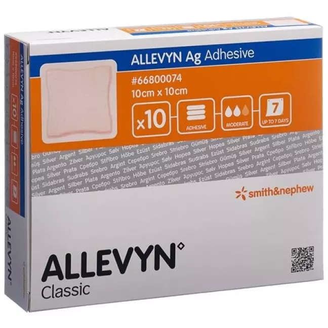Allevyn Ag Adhesive Wundkompressen 10x10см 10 штук Allevyn Ag Adhesive Wundkompressen 10x10см 10 штук
