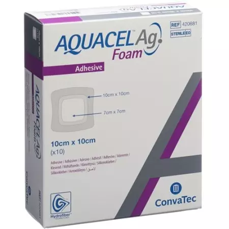 Aquacel Ag Foam 10x10см Adhesive 10 штук Aquacel Ag Foam 10x10см Adhesive 10 штук