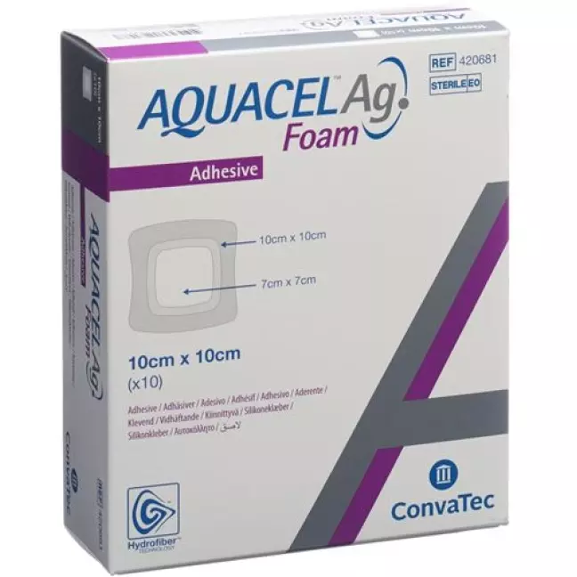 Aquacel Ag Foam 10x10см Adhesive 10 штук Aquacel Ag Foam 10x10см Adhesive 10 штук