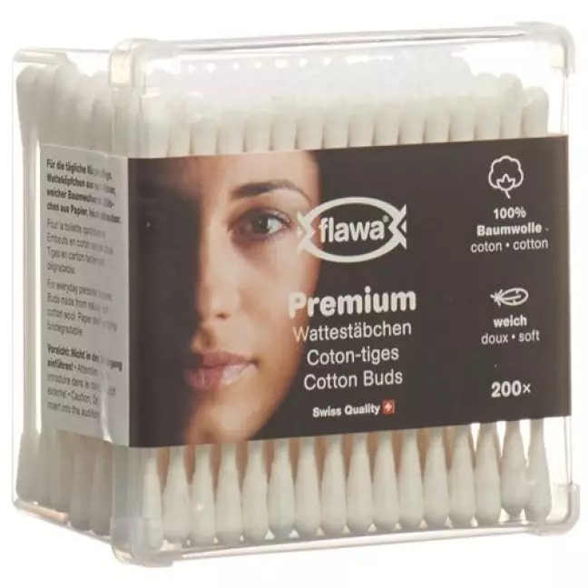 Flawa Premium Wattestabchen доза 200 штук Flawa Premium Wattestabchen доза 200 штук