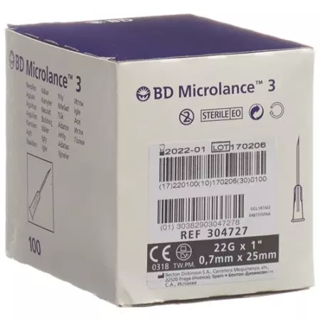 BD MICROL 3 INJ KAN 0.70X25MM BD MICROL 3 INJ KAN 0.70X25MM