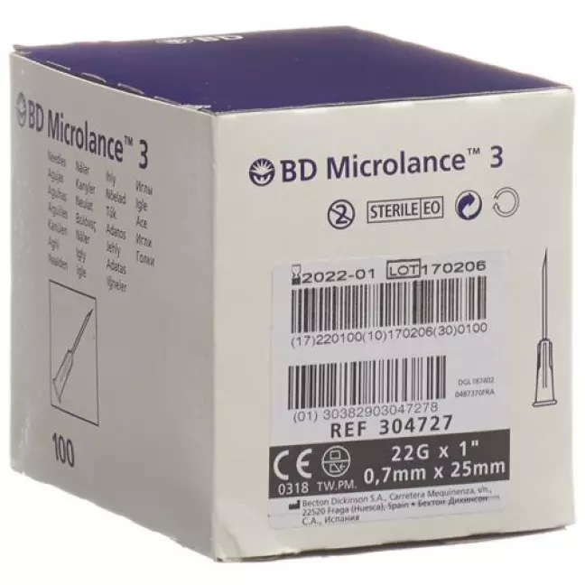 BD MICROL 3 INJ KAN 0.70X25MM BD MICROL 3 INJ KAN 0.70X25MM