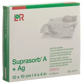Suprasorb A + Ag Calciumalginat компресс 10x10см стерильный 10 штук
