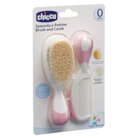 Chicco Kamm und Burste Naturborsten Pink 0m+ Chicco Kamm und Burste Naturborsten Pink 0m+