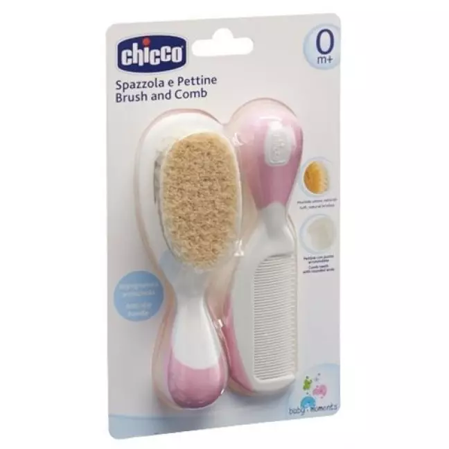 Chicco Kamm und Burste Naturborsten Pink 0m+ Chicco Kamm und Burste Naturborsten Pink 0m+