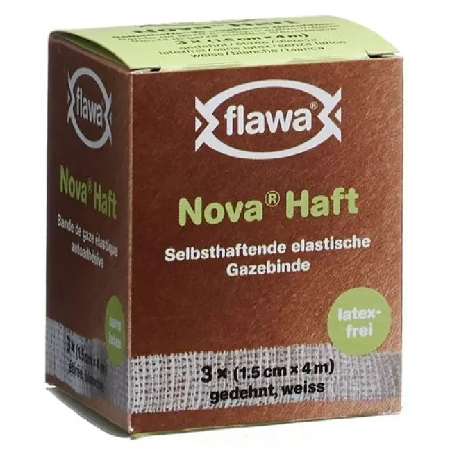Flawa Nova Haft самоклеющиеся марлевый бинт 1.5смx4m 3 штуки Flawa Nova Haft самоклеющиеся марлевый бинт 1.5смx4m 3 штуки