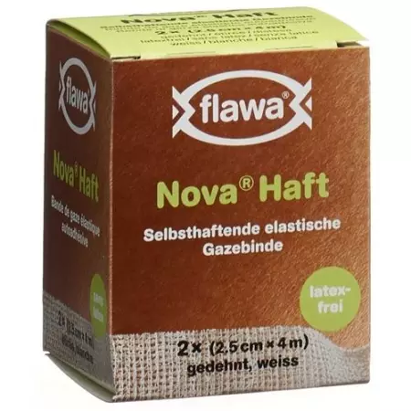 Flawa Nova Haft самоклеющиеся марлевый бинт 2.5смx4m 2 штуки Flawa Nova Haft самоклеющиеся марлевый бинт 2.5смx4m 2 штуки