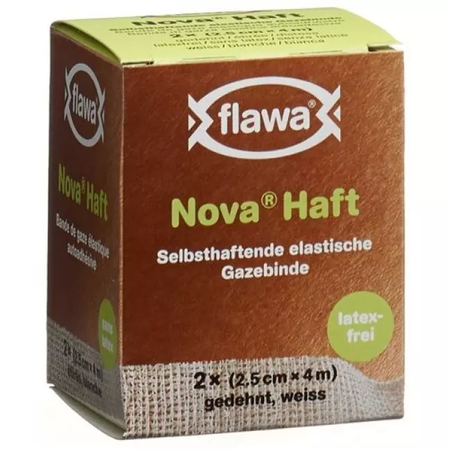 Flawa Nova Haft самоклеющиеся марлевый бинт 2.5смx4m 2 штуки Flawa Nova Haft самоклеющиеся марлевый бинт 2.5смx4m 2 штуки