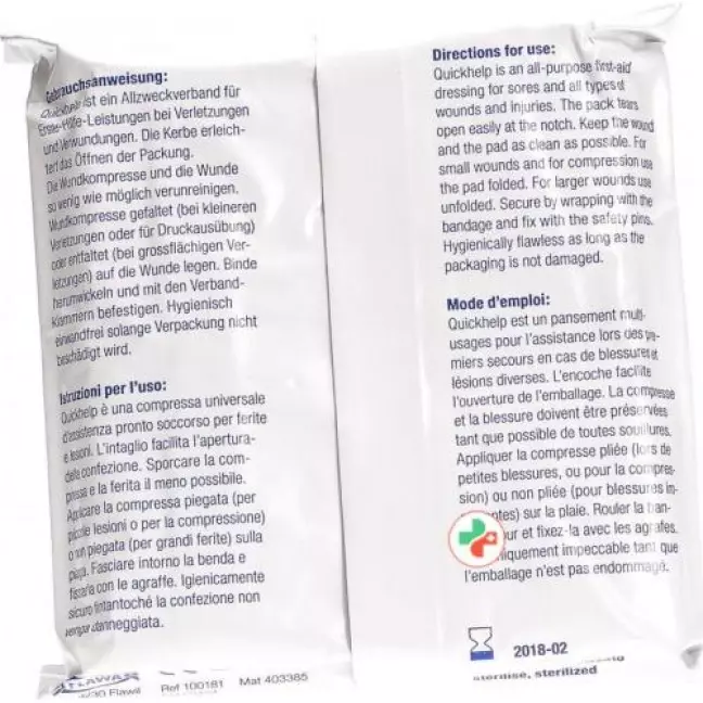 Flawa Quickhelp Verbandpatrone 20x20см 3мX10см Flawa Quickhelp Verbandpatrone 20x20см 3мX10см