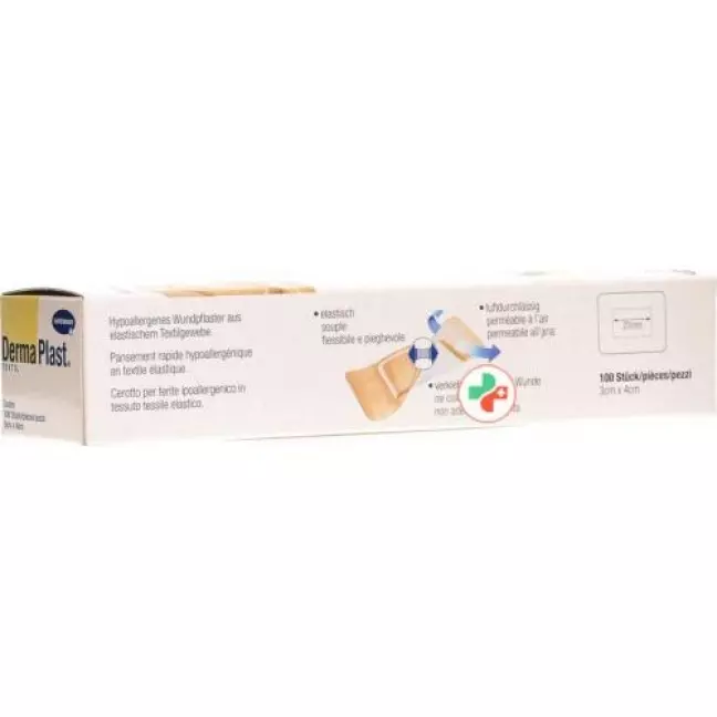 Dermaplast Textil Centro 3см x 4см Beige 100 штук Dermaplast Textil Centro 3см x 4см Beige 100 штук