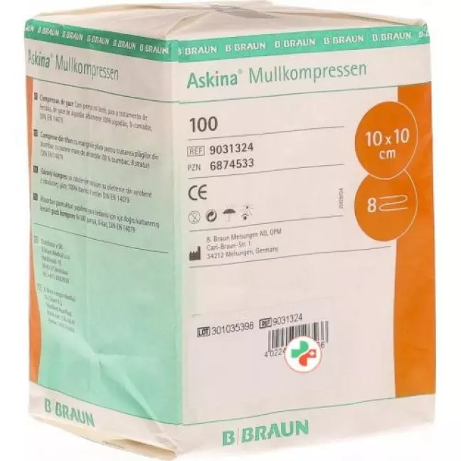 Askina Mullkompresse 10смx10см 100 штук Askina Mullkompresse 10смx10см 100 штук