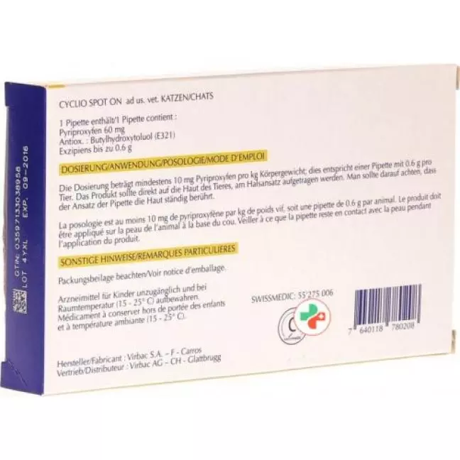 Cyclio Spot On раствор fur Katzen 4x 0.6г Cyclio Spot On раствор fur Katzen 4x 0.6г
