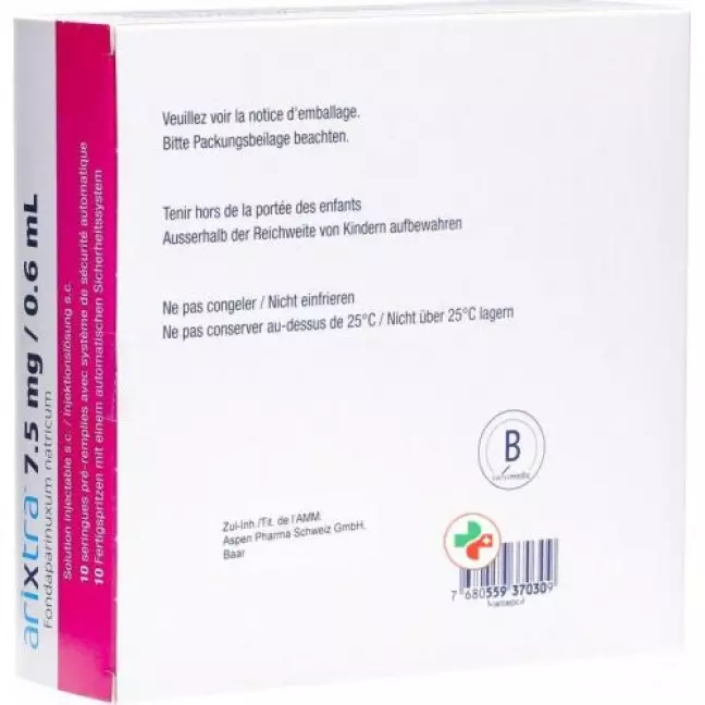 Arixtra 7.5 mg/0.6 ml 10 Fertigspritze 0.6 ml Arixtra 7.5 mg/0.6 ml 10 Fertigspritze 0.6 ml