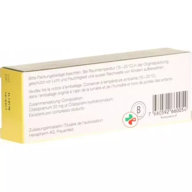 Citalopram Helvepharm 20 mg 28 filmtablets Citalopram Helvepharm 20 mg 28 filmtablets