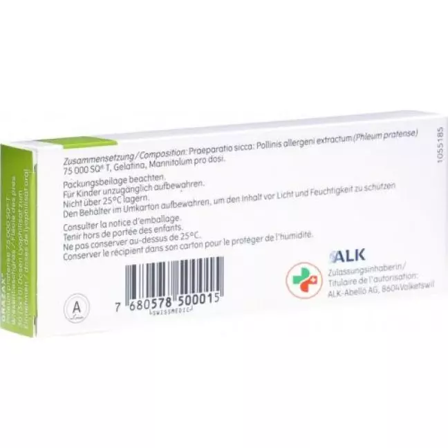 Grazax Lyophilisat Oral 75000 Sq-t 30 X 1 Dos Grazax Lyophilisat Oral 75000 Sq-t 30 X 1 Dos