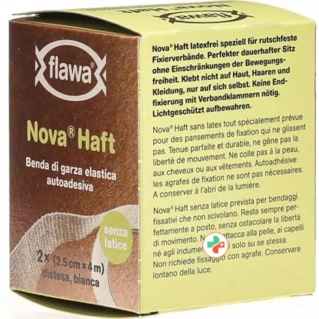 Flawa Nova Haft самоклеющиеся марлевый бинт 2.5смx4m 2 штуки Flawa Nova Haft самоклеющиеся марлевый бинт 2.5смx4m 2 штуки